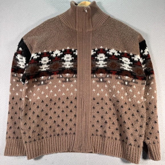 Vintage London Fog Cardigan Sweater Mens Large Brown Aztec‎ Western Comfort 1970 - Picture 1 of 11